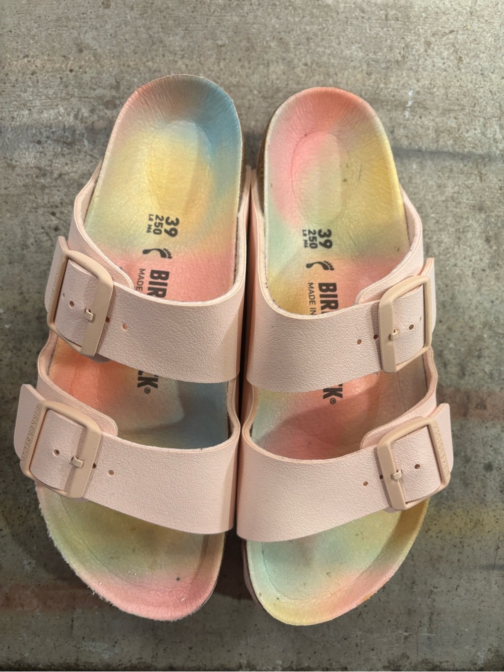 Birkenstock women’s Soft Pink Double Strap Arizona Sandals